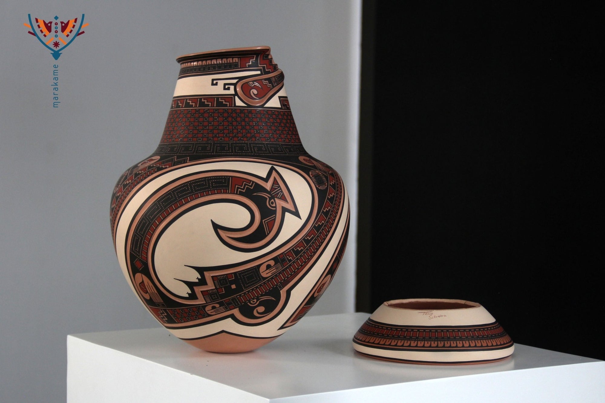 Mata Ortiz Keramik - Großes Stück ohne Titel - Huichol Art - Marakame