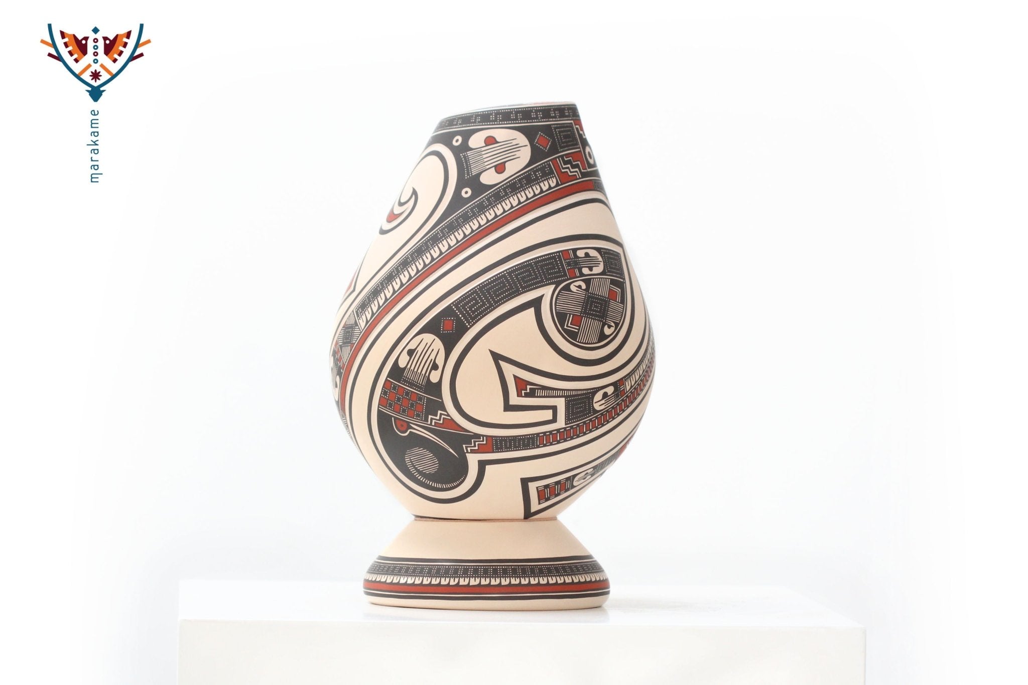 Céramique Mata Ortiz - Grande pièce traditionnelle - Art Huichol - Marakame