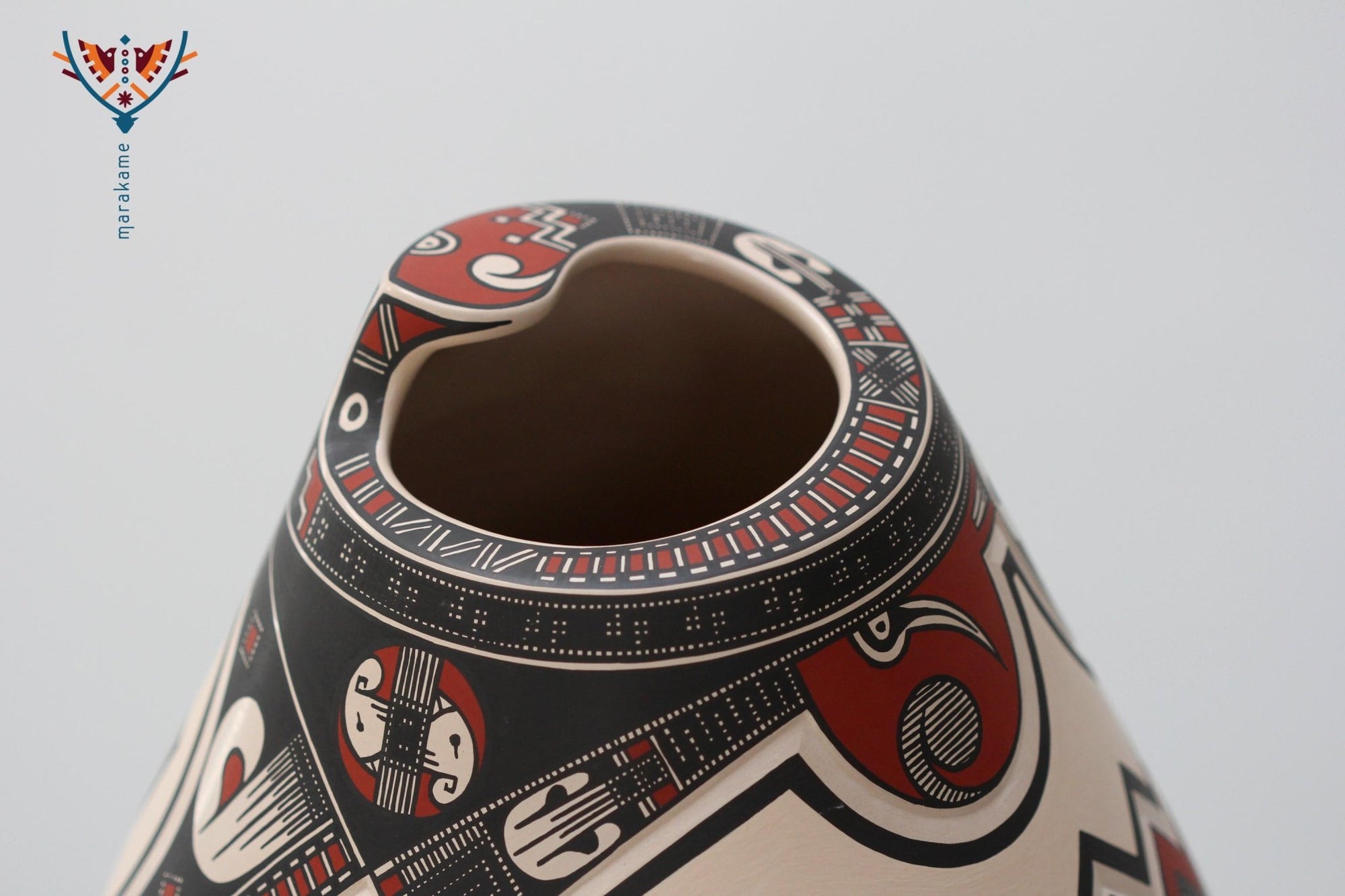 Ceramica Mata Ortiz - Grande pezzo tradizionale - Arte Huichol - Marakame