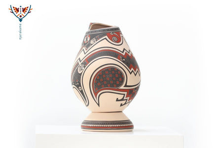 Ceramica Mata Ortiz - Grande pezzo tradizionale - Arte Huichol - Marakame