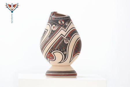 Ceramica Mata Ortiz - Grande pezzo tradizionale - Arte Huichol - Marakame