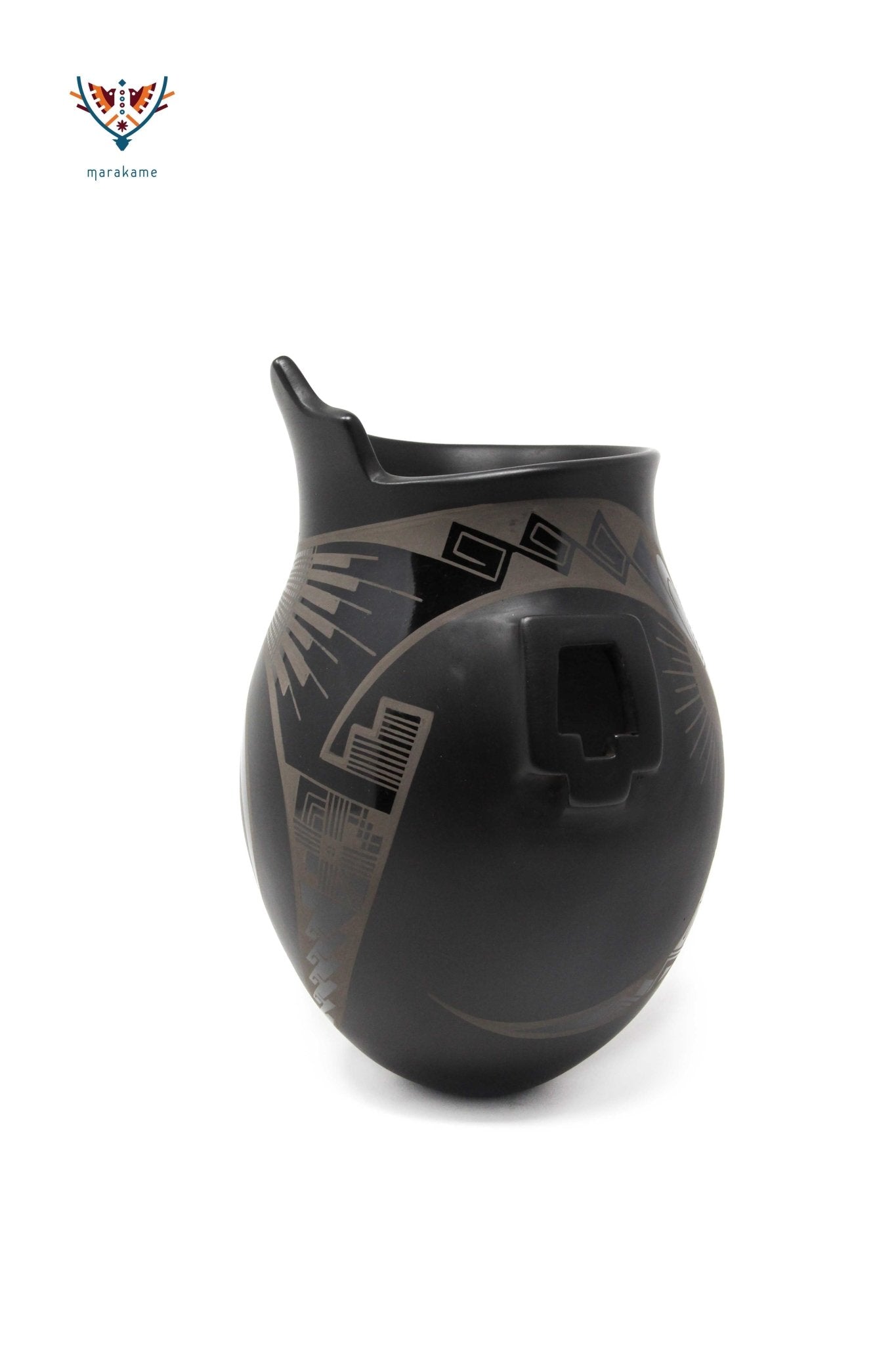 Mata Ortiz Keramik - Lydia Quezada I Schwarzes Stück - Huichol Art - Marakame