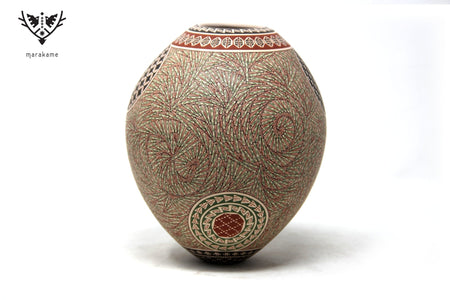 Mata Ortiz Ceramic - Fine Painted Piece II - Huichol Art - Marakame