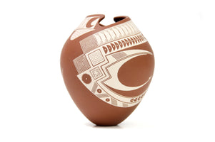 Ceramica Mata Ortiz - Pezzo Rosso - Arte Huichol - Marakame