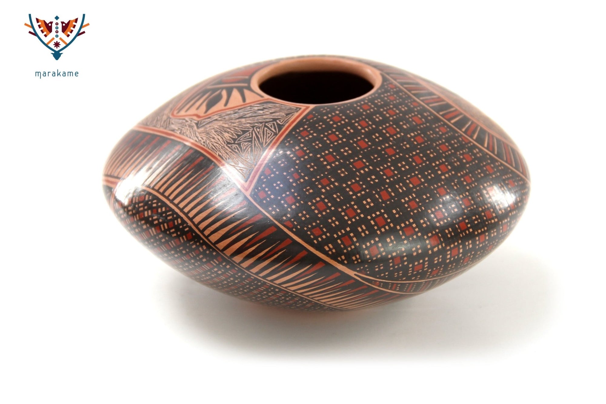 Mata Ortiz Ceramics - Serpent Saucer - Huichol Art - Marakame