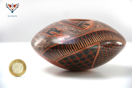 Mata Ortiz Keramik – Schlangenuntertasse – Huichol-Kunst – Marakame
