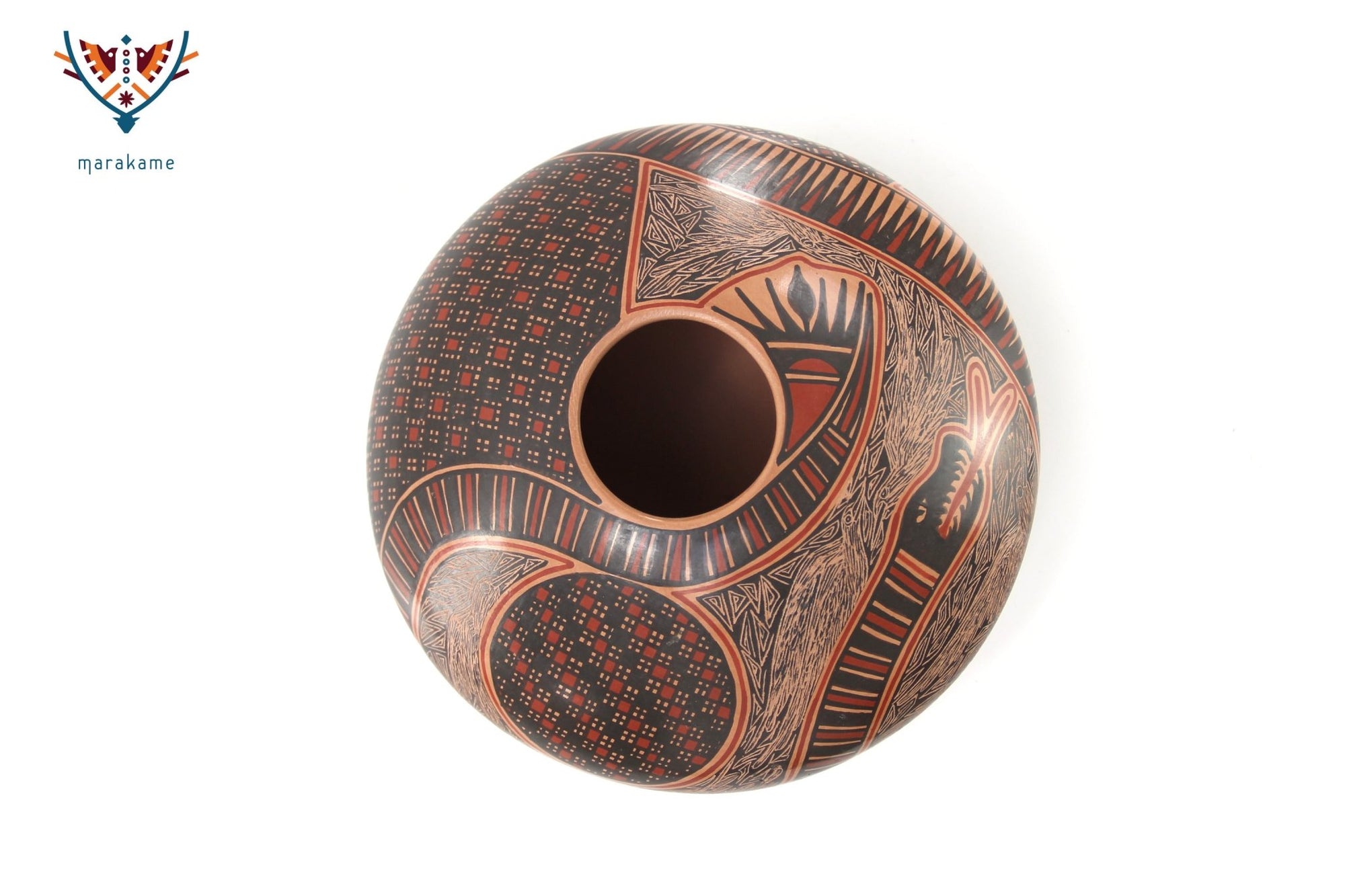 Mata Ortiz Ceramics - Serpent Saucer - Huichol Art - Marakame