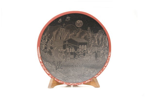 Mata Ortiz Ceramic - Day of the Dead Plate - Rabbit on the Moon at Night - Huichol Art - Marakame