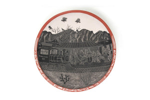 Ceramica Mata Ortiz - Ferrovia del giorno del piatto del giorno dei morti - Arte Huichol - Marakame