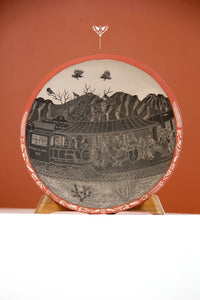 Mata Ortiz Ceramic - Day of the Dead Plate - Day Railroad - Huichol Art - Marakame