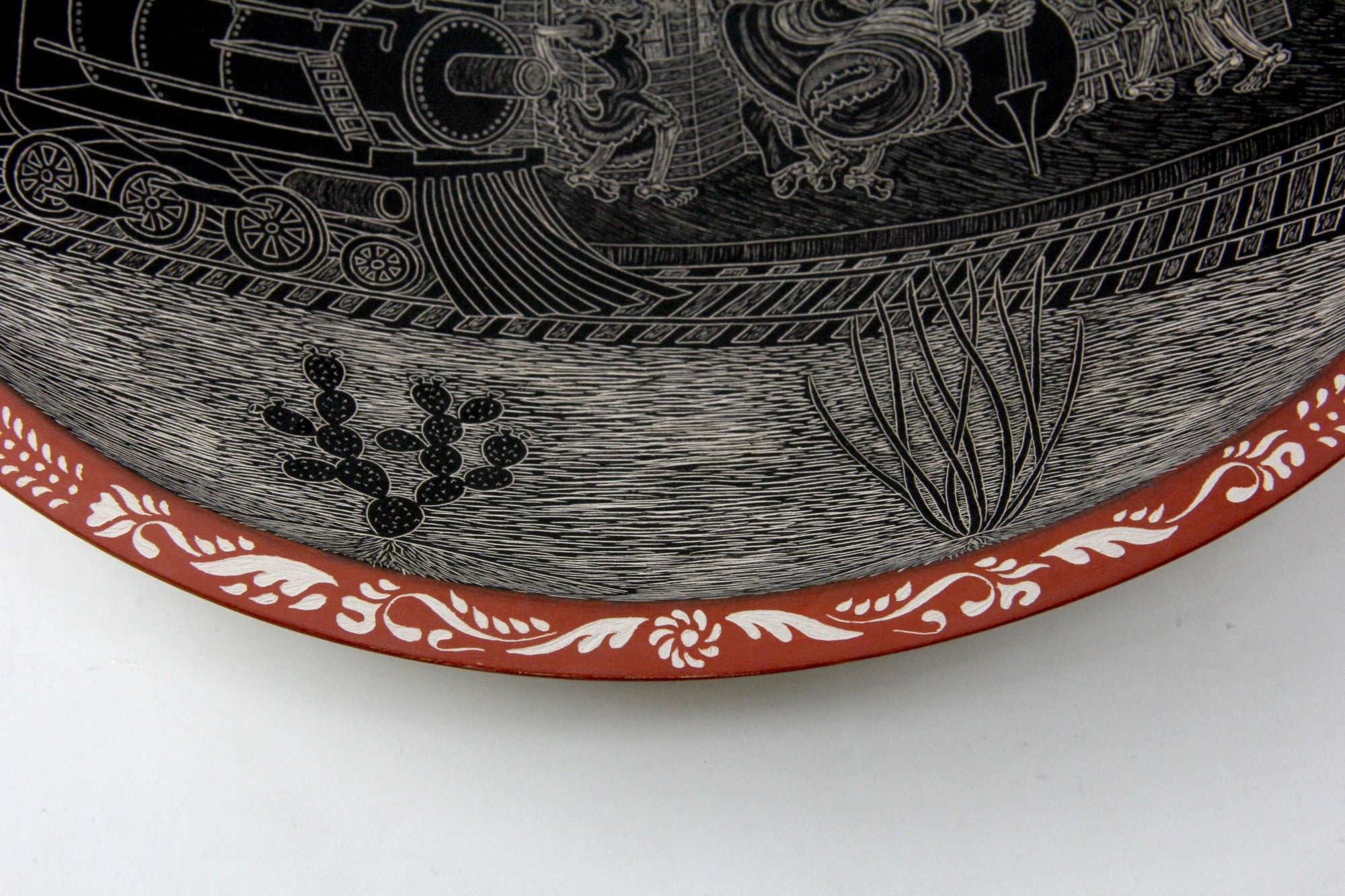 Mata Ortiz Ceramic – Day of the Dead Plate Day Railroad – Huichol-Kunst – Marakame