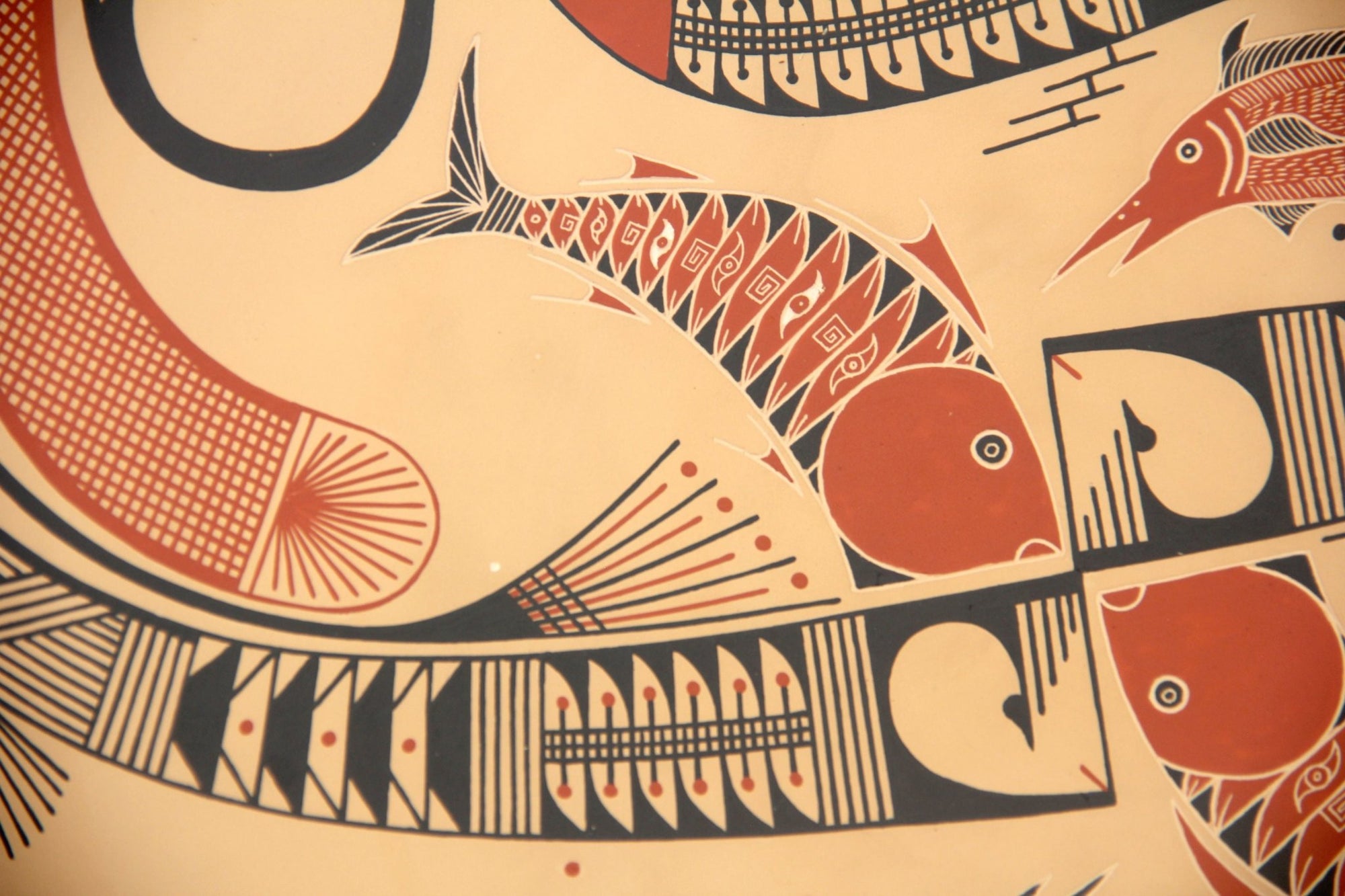 Mata Ortiz Keramik – Teller – Fisch – Huichol-Kunst – Marakame