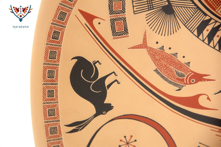 Mata Ortiz Ceramics - Plate - Fish - Huichol Art - Marakame