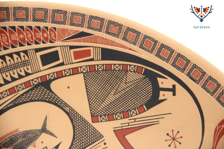 Mata Ortiz Keramik – Teller – Fisch – Huichol-Kunst – Marakame