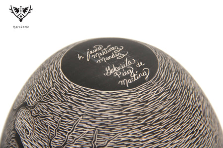 Mata Ortiz Keramik – Gebet im Pantheon bei Nacht – Tag der Toten – Huichol-Kunst – Marakame