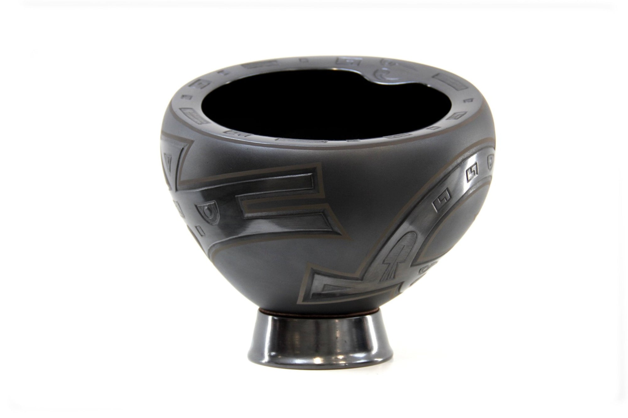 Céramique Mata Ortiz - Urne noire - Art Huichol - Marakame