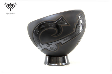 Mata Ortiz Ceramics - Black Urn - Huichol Art - Marakame