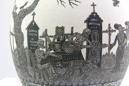 Céramique Mata Ortiz - Vie et Mort le jour - grande pièce - Art Huichol - Marakame