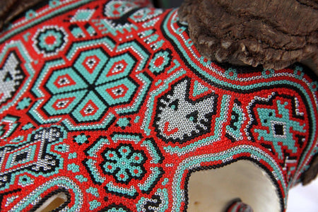 Authentic Bighorn Sheep Skull - Tatewari - Huichol Art - Marakame