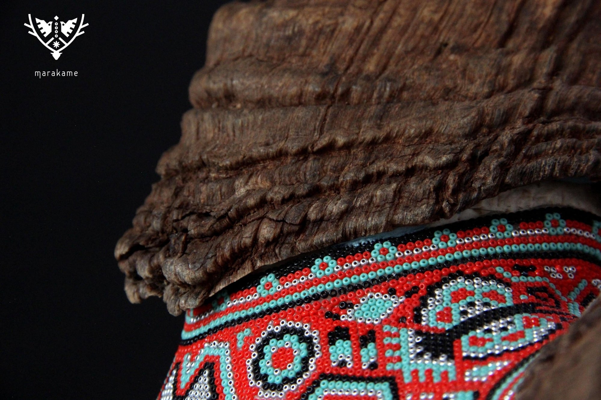 Cráneo auténtico de borrego Cimarrón - Tatewari - Arte Huichol - Marakame