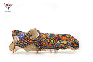 本物のカバの頭蓋骨-WeriyaukiaaI-Huichol Art-Marakame