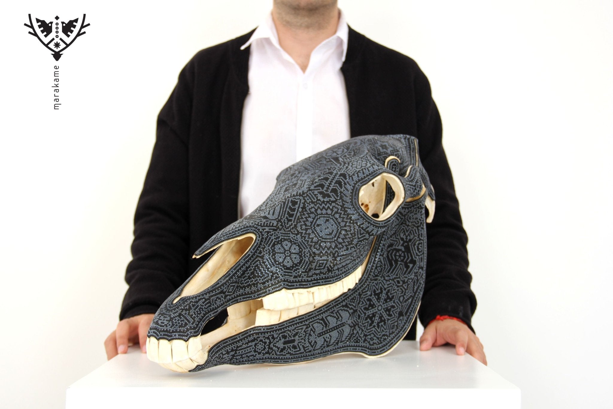 Crâne de cheval Huichol - Werika K+pi - Art Huichol - Marakame