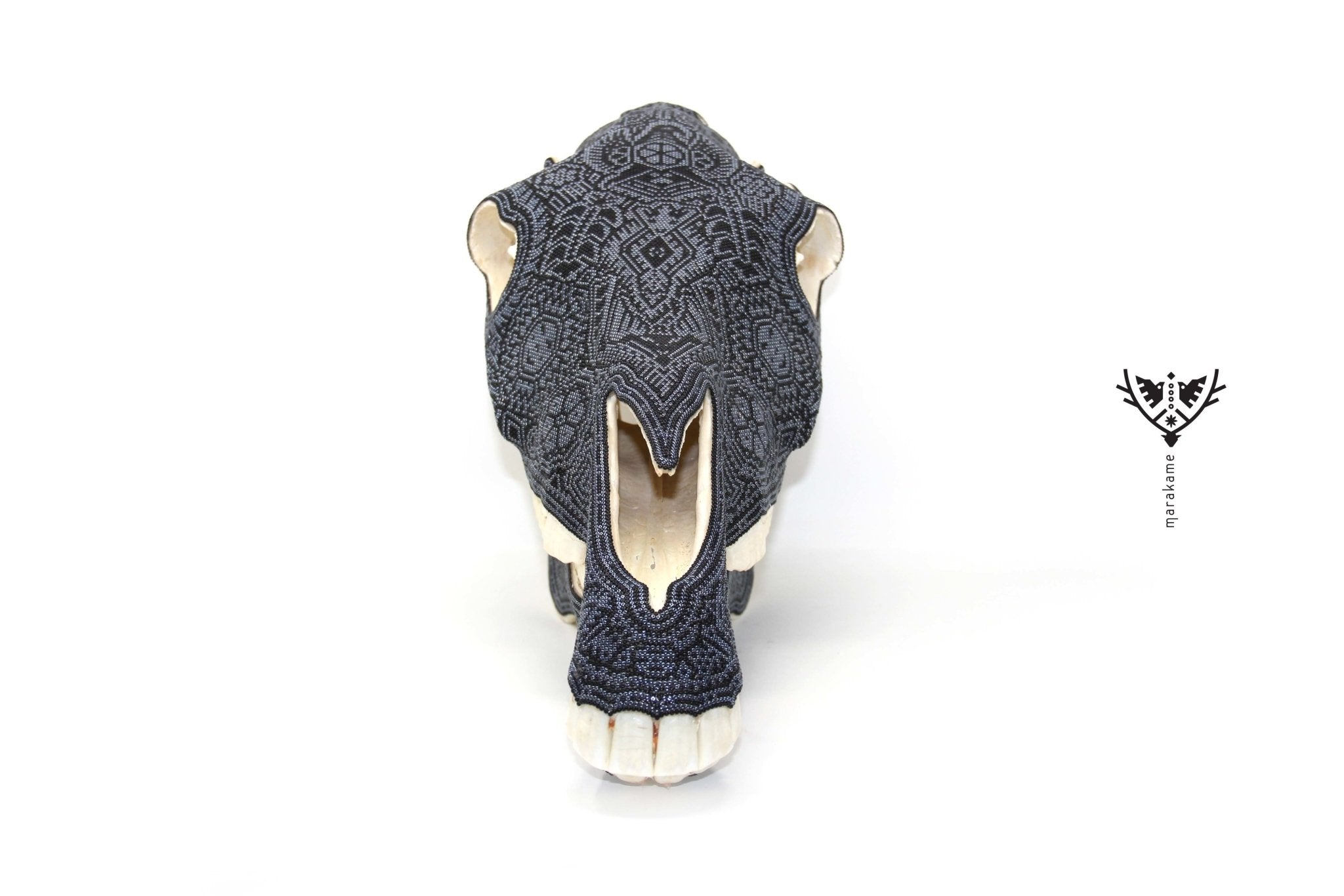 Crâne de cheval Huichol - "Werika K + pi" - Art Huichol - Marakame