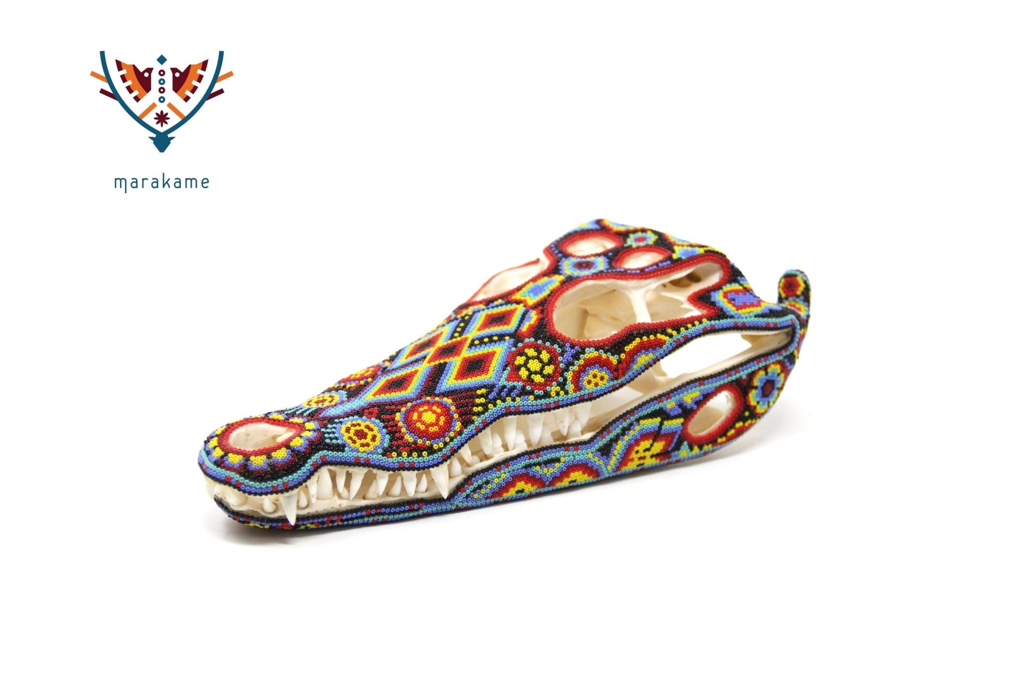 Krokodilschädel - Yutsi tutuya III - Huichol Art - Marakame