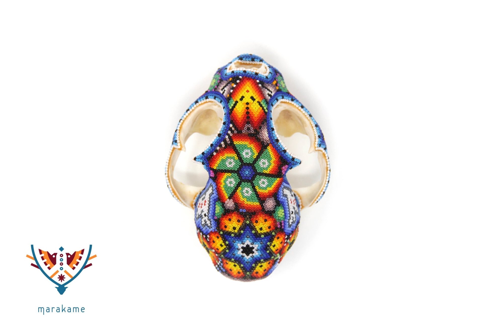 Cráneo de Felino Huichol -"Hikuri Xawe" - Arte Huichol - Marakame