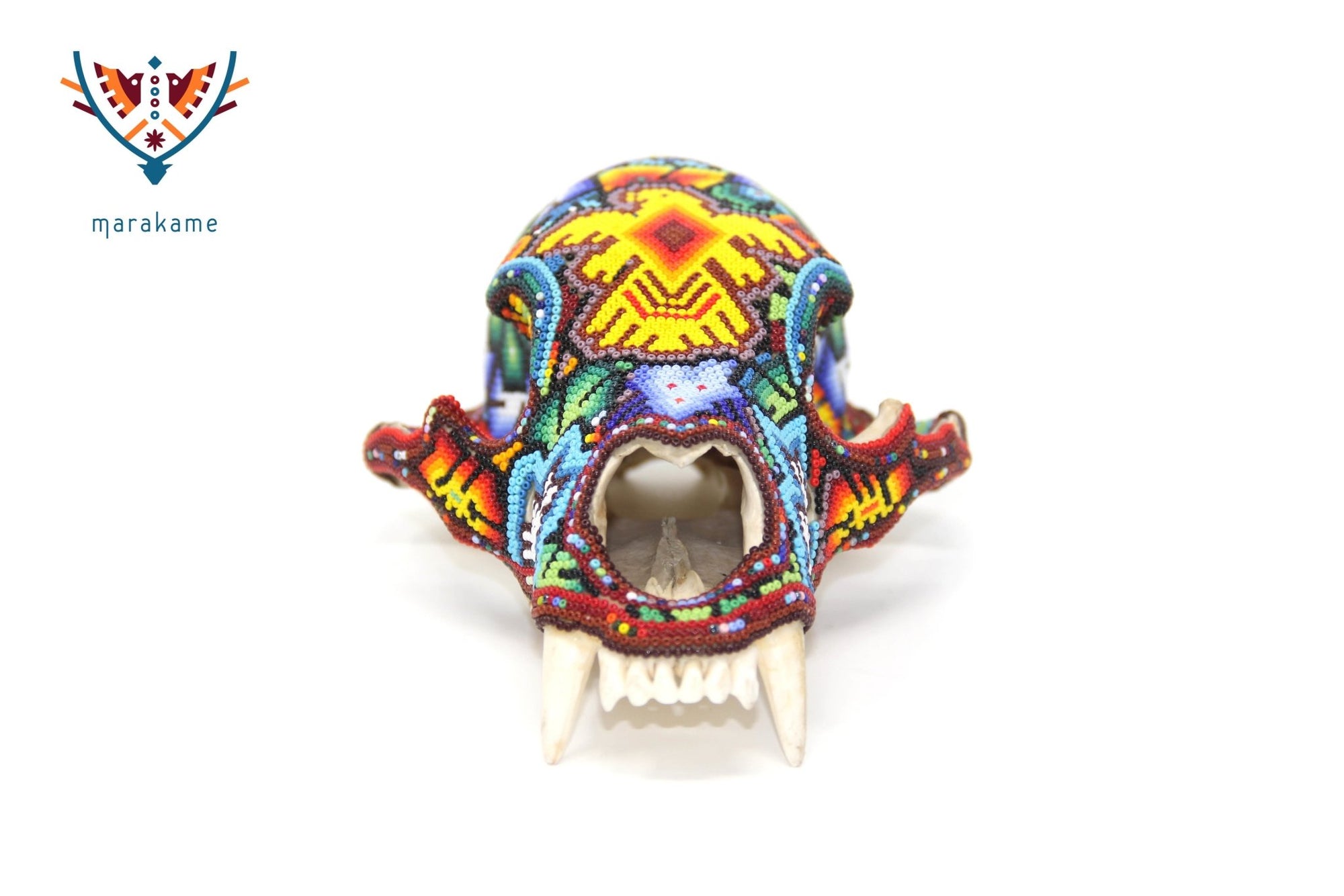 Cráneo de oso Huichol -"Werika Rhotze" - Arte Huichol - Marakame