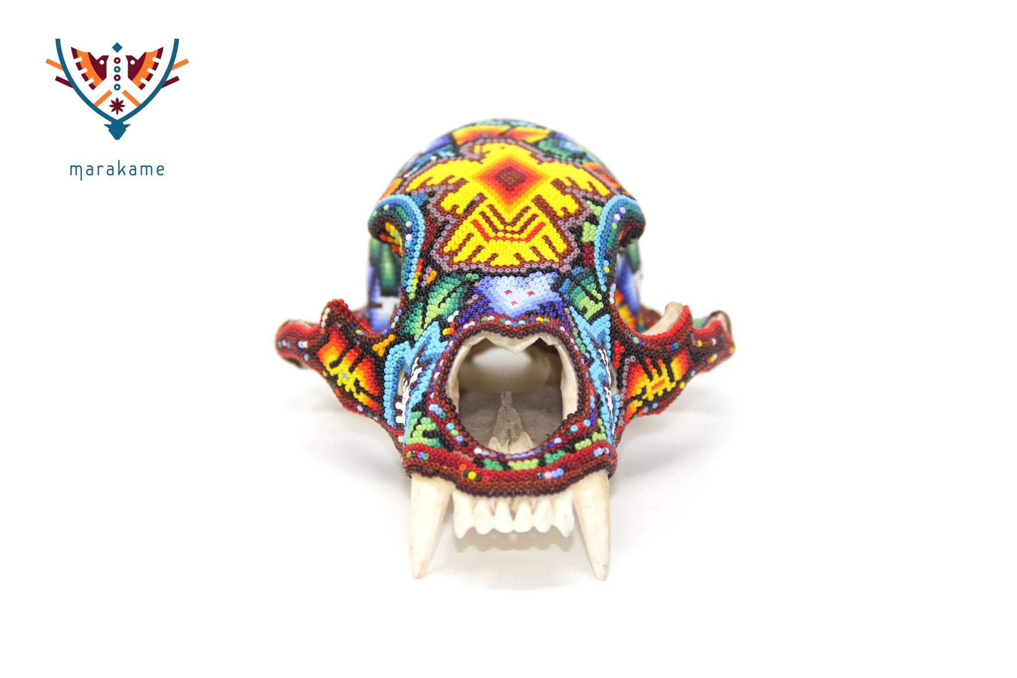 Huichol Bear Skull- "Werika Rhotze" -Huichol Art-Marakame