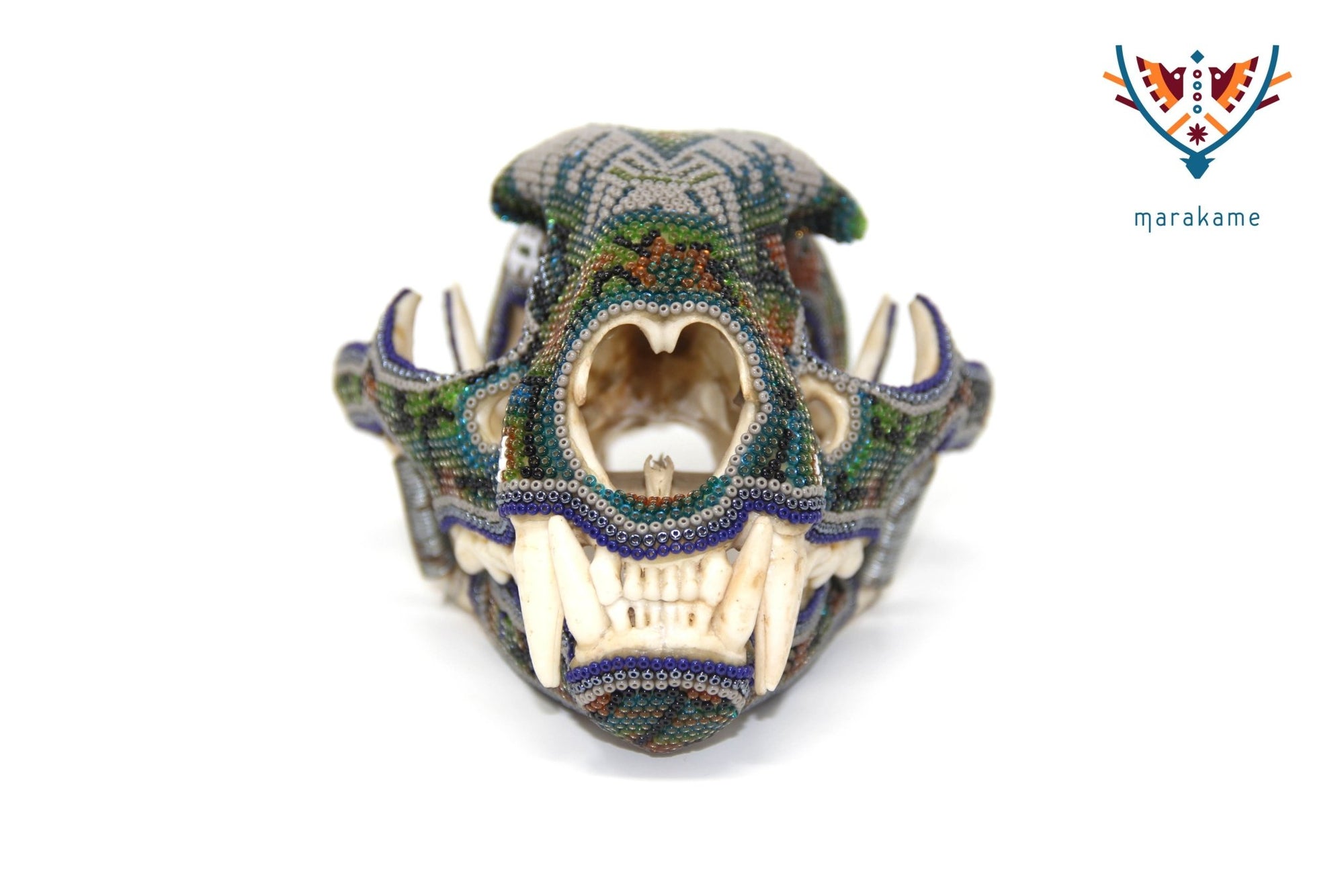 Huichol Puma Schädel - "Werikateime" - Huichol Kunst - Marakame