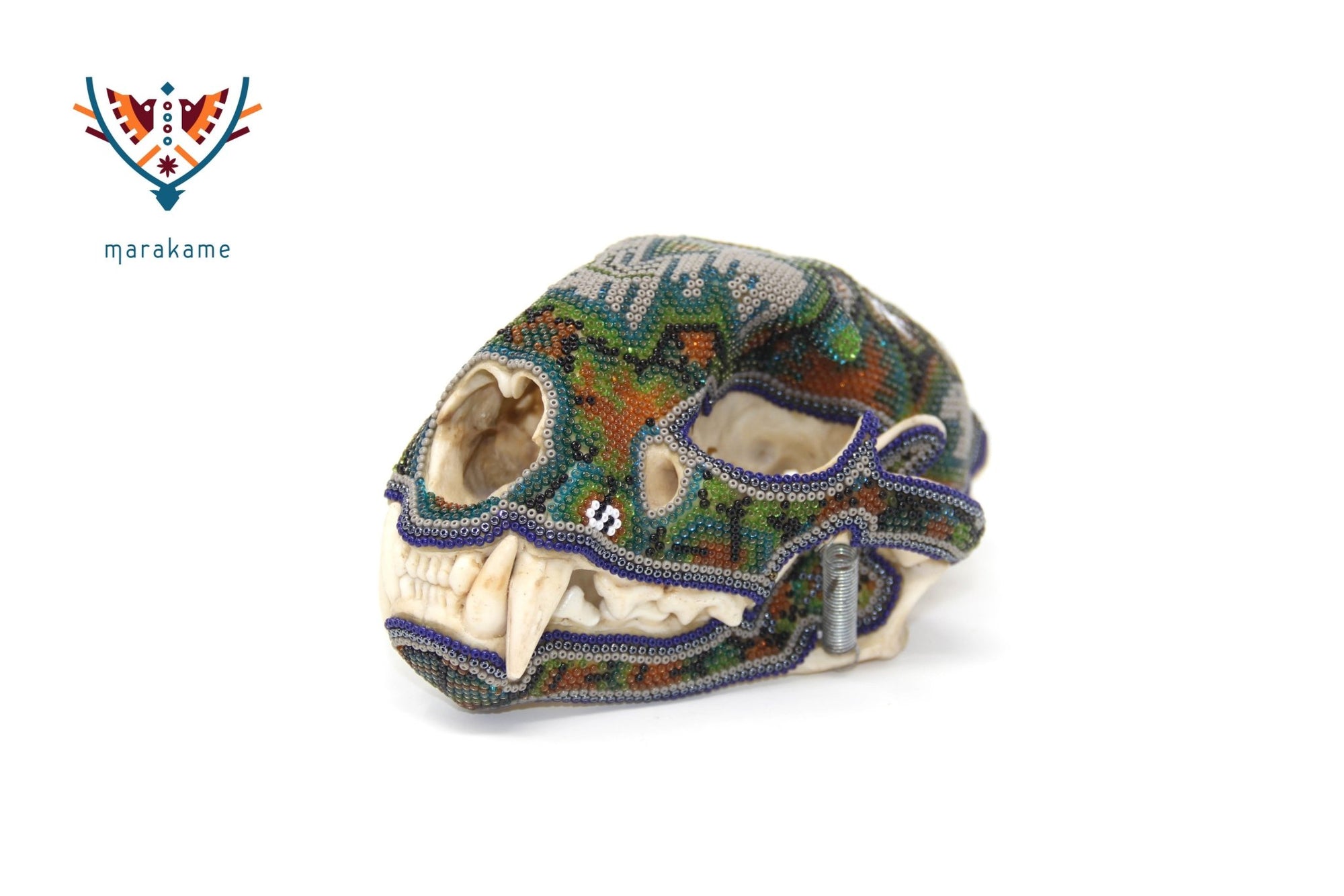 Huichol Puma Schädel - "Werikateime" - Huichol Kunst - Marakame