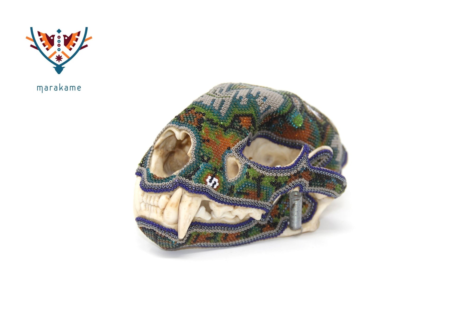 Cráneo de puma Huichol -"Werikateime" - Arte Huichol - Marakame