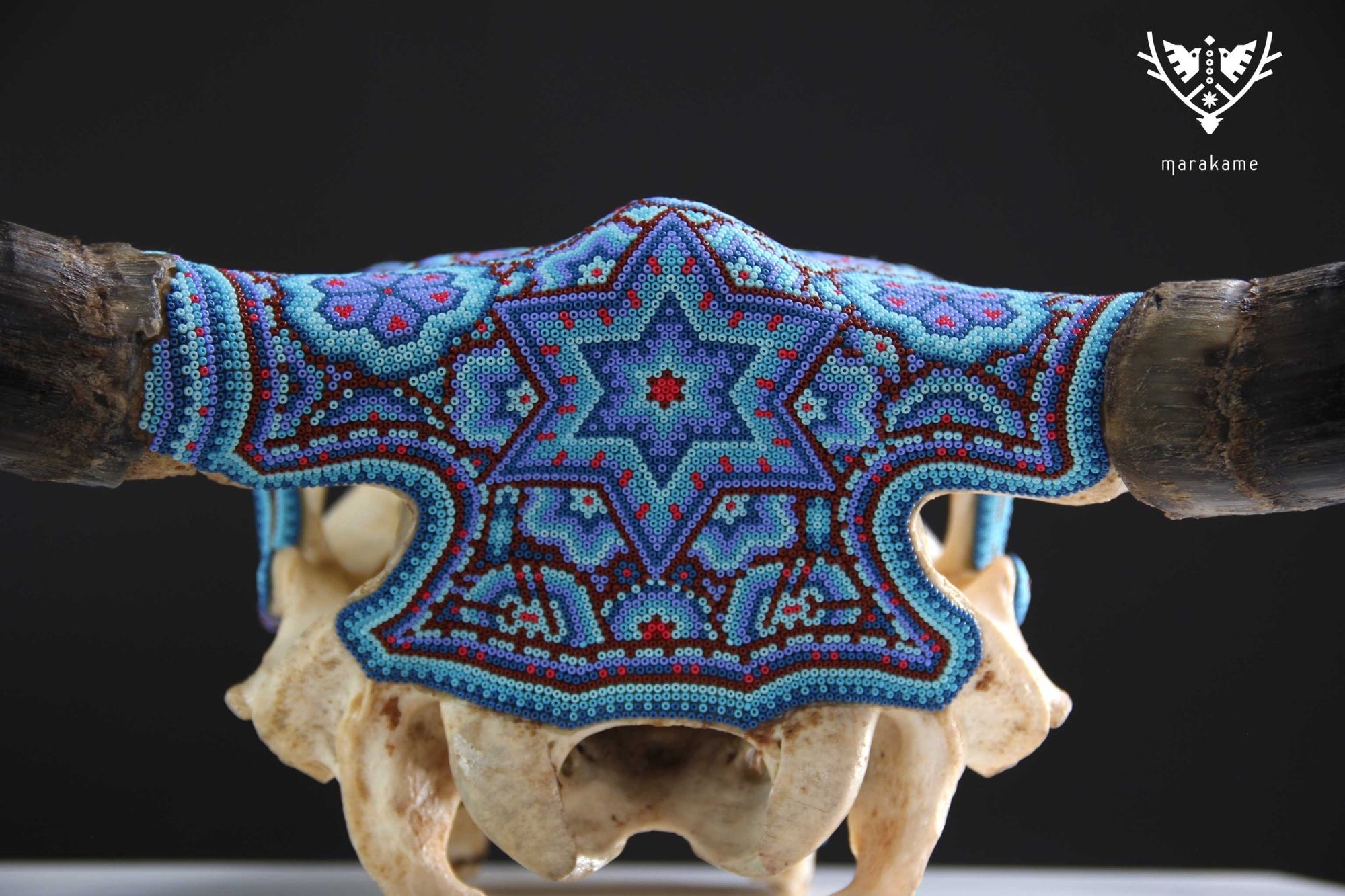 Crâne de vache Art Huichol - Haramara - Art Huichol - Marakame