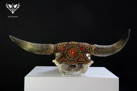 Cow skull Huichol Art - hikuri neixa in tseriekame - Huichol Art - Marakame