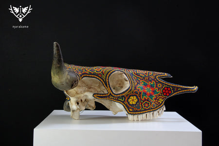 Cow skull Huichol Art - hikuri neixa in tseriekame - Huichol Art - Marakame