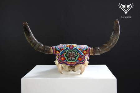 Crâne de vache Huichol Art - Hikuritame - Huichol Art - Marakame
