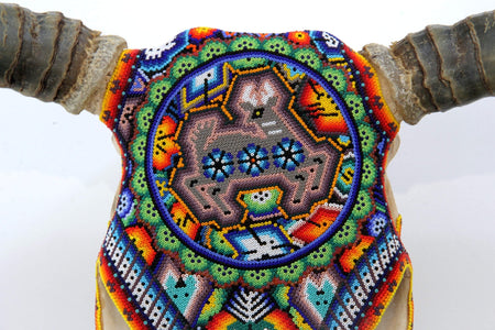 Cow skull Huichol art - iku maxa - Huichol art - Marakame