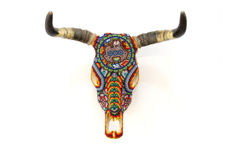 Cow skull Huichol art - iku maxa - Huichol art - Marakame