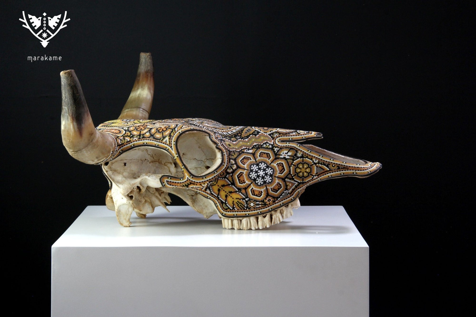 Cow Skull Huichol Art - Kauyumarie - Huichol Art - Marakame