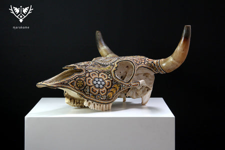 Cow Skull Huichol Art - Kauyumarie - Huichol Art - Marakame
