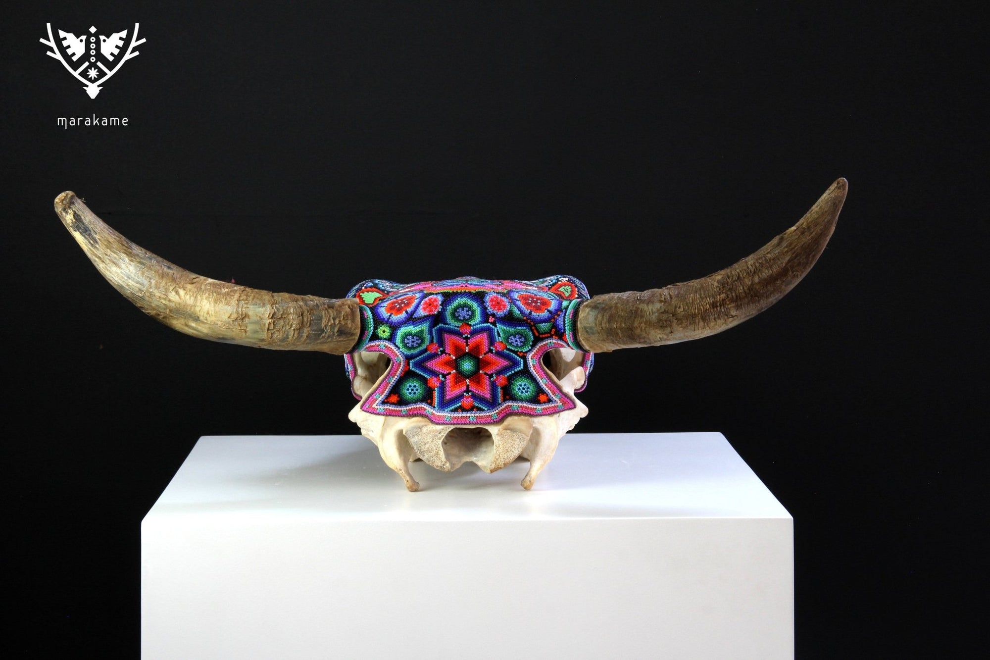 Crâne de vache Art Huichol - Les Marakates - Art Huichol - Marakame
