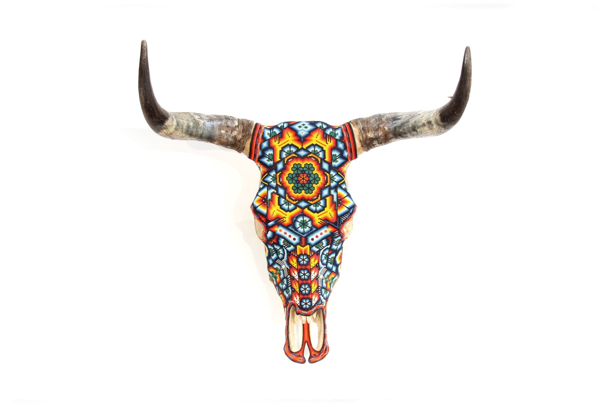 Crâne de vache Huichol Art - Maxa kuaxi - Huichol Art - Marakame