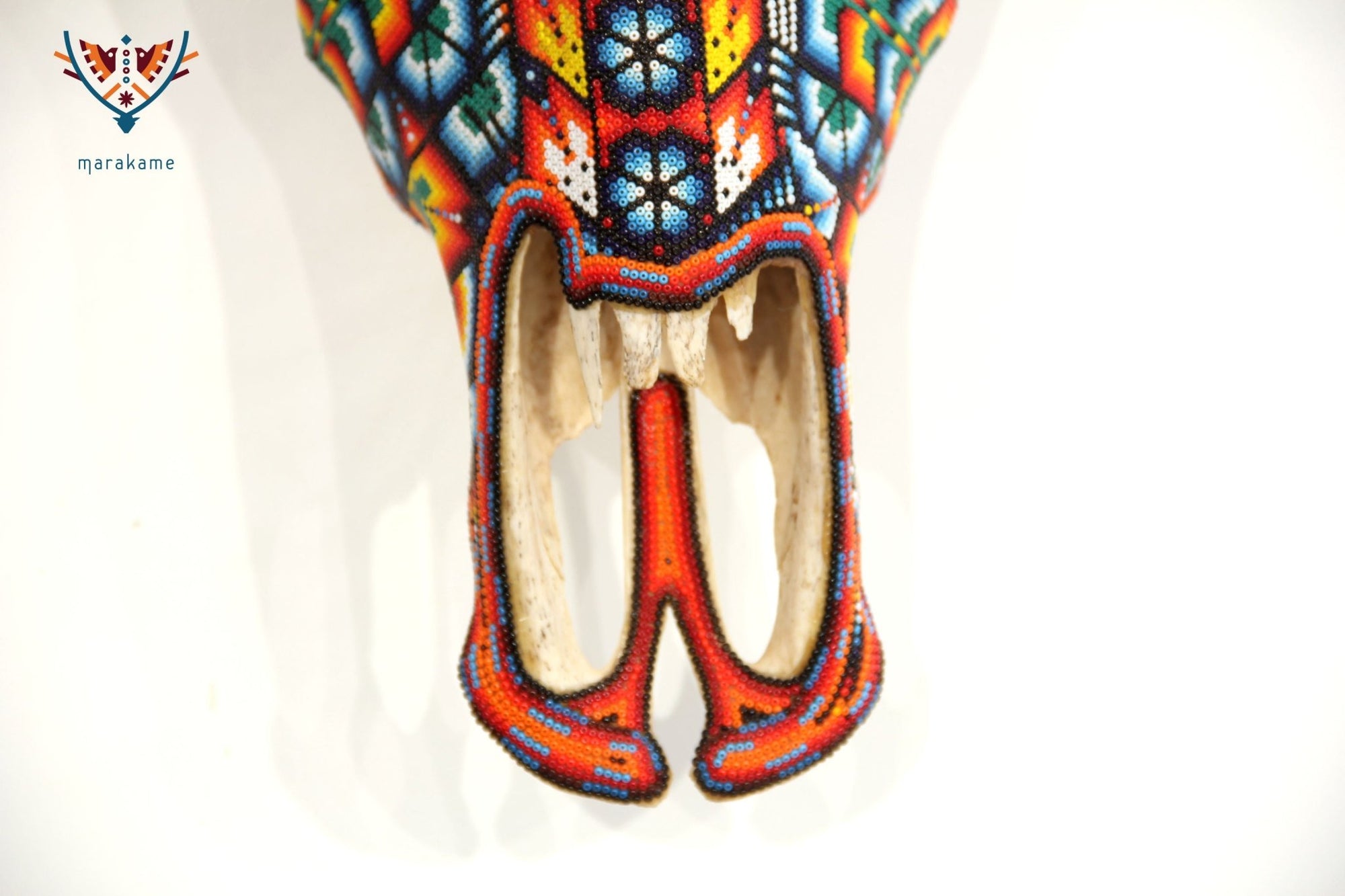 Crâne de vache Huichol Art - Maxa kuaxi - Huichol Art - Marakame