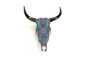 Cow Skull Huichol Art - Mayes - Huichol Art - Marakame