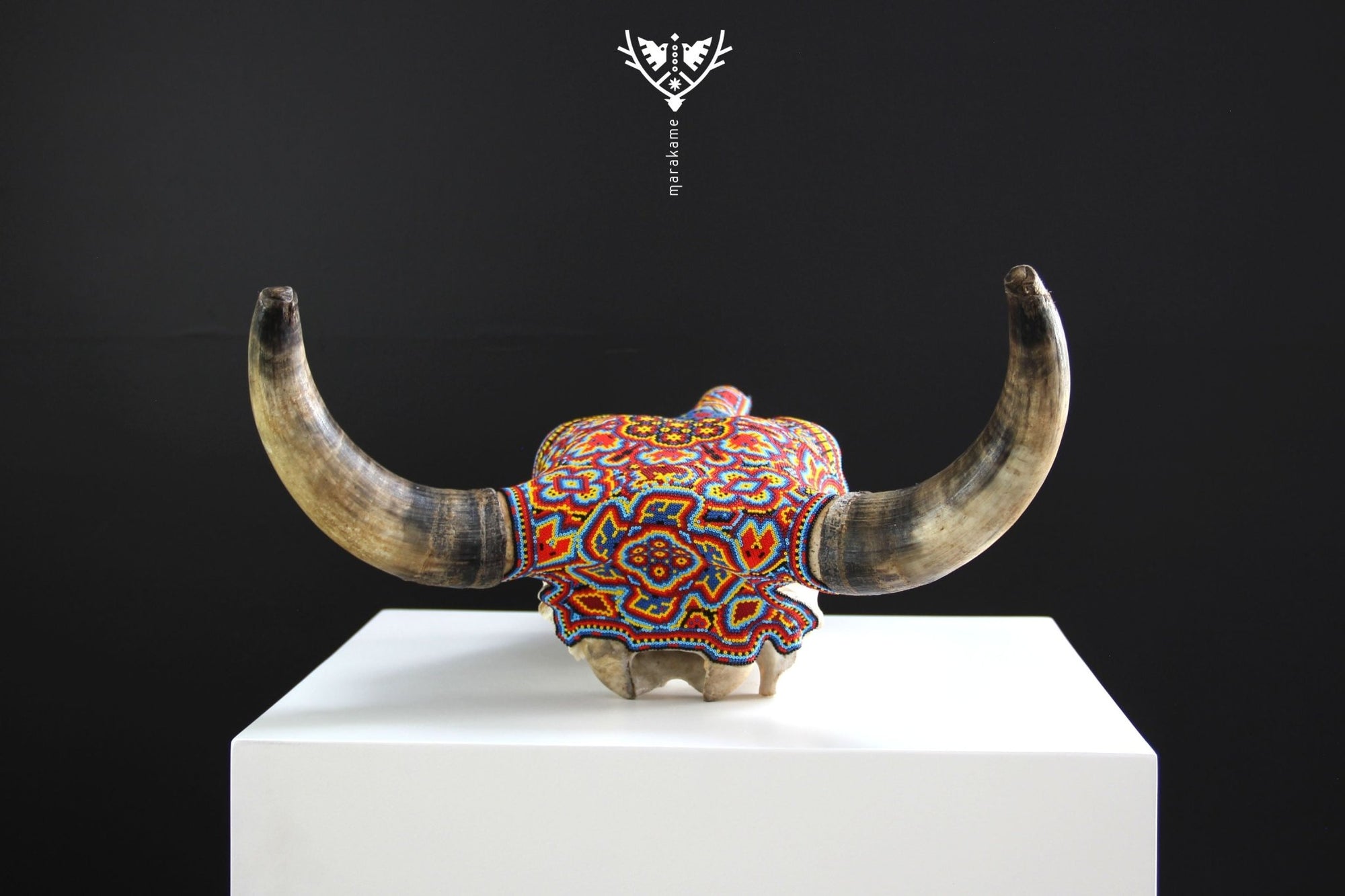 牛の頭蓋骨のウイチョルアート - ヒクリのメイズ - ウイチョルアート - マラカメ