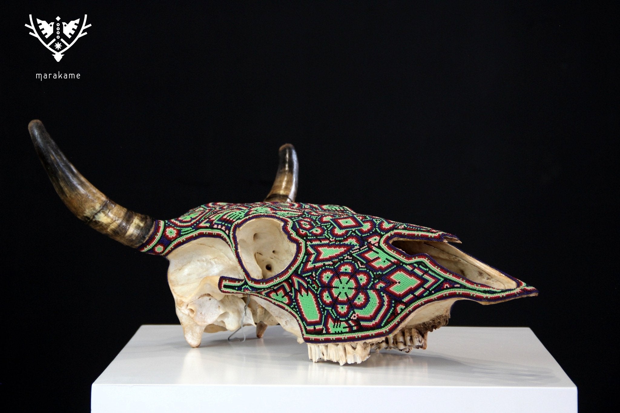 Crâne de vache Art Huichol - Nierika miire - Art Huichol - Marakame