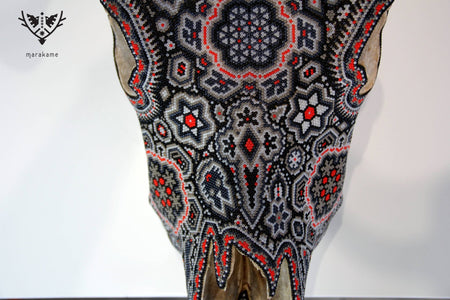 Cow Skull Huichol Art - Pariya - Huichol Art - Marakame