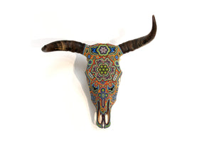 Crâne de vache Art Huichol - Peyotl - Art Huichol - Marakame